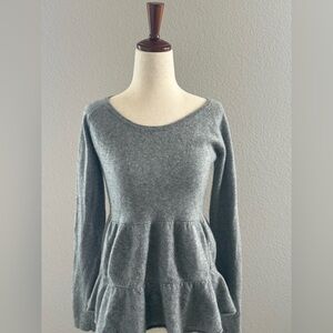 Garnet Hill Peplum Cashmere Gray Sweater